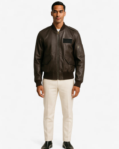 Classic Aviator Leather Bomber