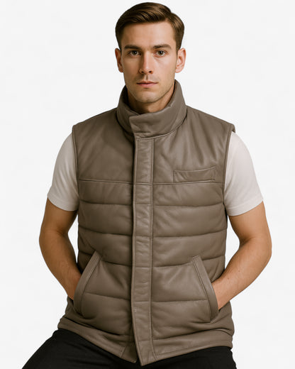 Puffer Leather Vest